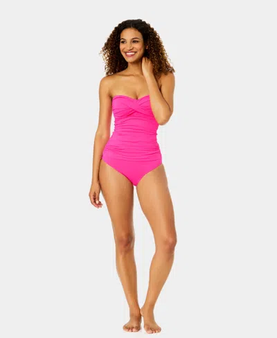 Anne Cole Twist-front Ruched Tankini Top In Pink