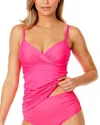 Anne Cole Womens Surplice V Neck Underwire Tankini Top High Waist Bikini Bottoms