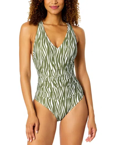 Anne Cole V Neck Crossback One-piece In Black