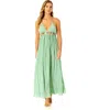 Anne Cole V Neck Jewel Maxi Dress With Spaghetti Straps Cover Up In Basil