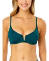 Anne Cole V Wire Elongated Underwire Top In Green