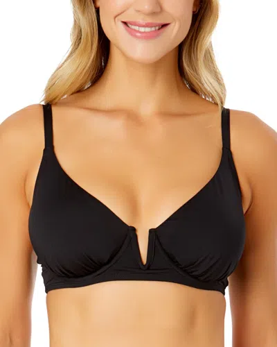 Anne Cole V Wire Elongated Underwire Top In Black