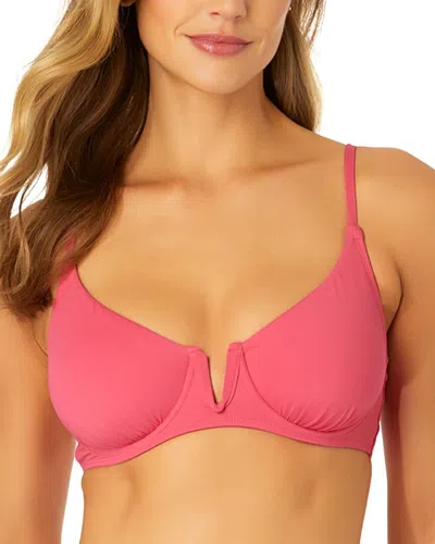 Anne Cole V Wire Elongated Underwire Top In Pink