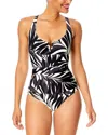 Anne Cole Palm Chic V-wire One Piece Swimsuit