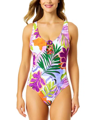 Anne Cole V-neck Ring Front One-piece In Multi