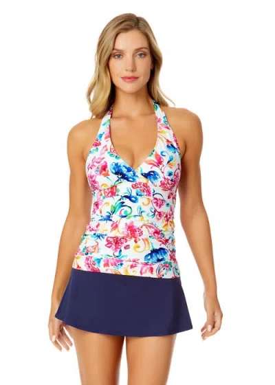 Anne Cole Watercolor Paisley Marilyn Halter Tankini Swim Top