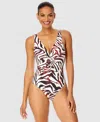 Anne Cole Live In Color Plunge Twist One Piece Swimsuit In Animal Print