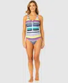 Anne Cole Women's Barcode Stripe Zip-front Racerback One-piece Swimsuit In Multi
