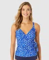 Anne Cole Women's Denim Dot Wrap-tie Tankini Top