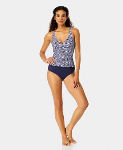 Anne Cole Women's Hidden Underwire V-neck Tankini Top In Multi
