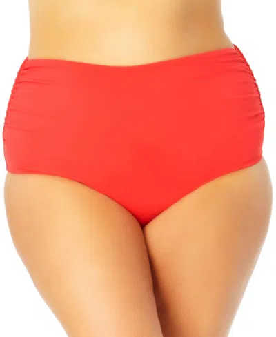 Anne Cole Women's High-waist Bikini Bottoms - Plus In Poppy Red In Orange