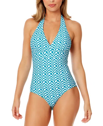 Anne Cole Women's Marilyn Printed One-piece Swimsuit In Blue White