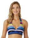 Anne Cole Women's Marilyn Striped Halter Bikini Top In Multi