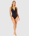 Anne Cole Live In Color Plunge Twist One Piece Swimsuit In Black