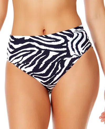 Anne Cole Women's Printed Soft-band Swim Bottoms In Navy  White
