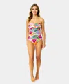 Anne Cole Women's Printed Twist Front Strapless One Piece In Multi
