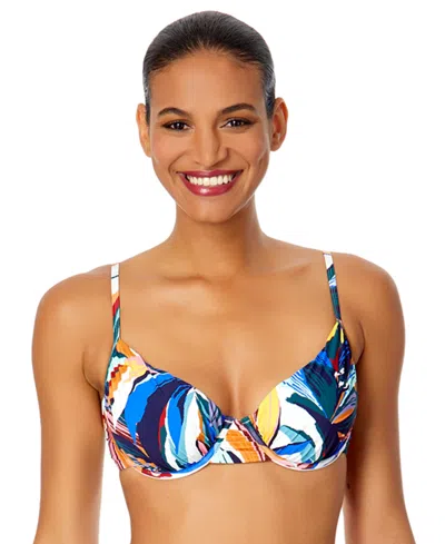 Anne Cole Women's Printed Underwire Bikini Top In Multi