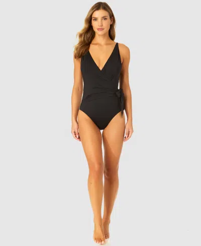 Anne Cole Women's Solid Wrap-tie One-piece Swimsuit