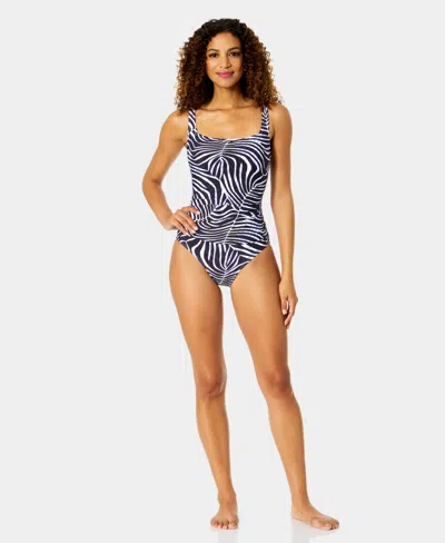 Anne Cole Women's Square-neck One-piece Swimsuit In Blue