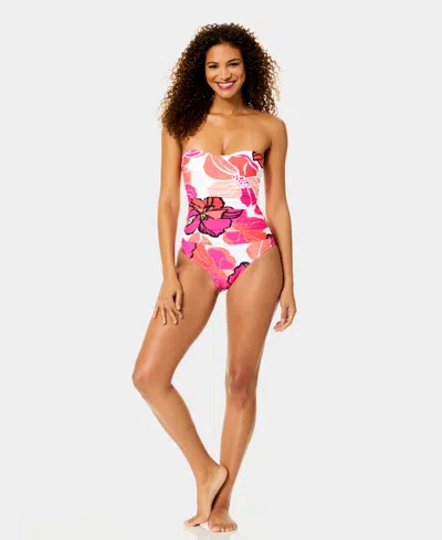 Anne Cole Women's Strapless Bandeau Neck One-piece Swimsuit In Multi