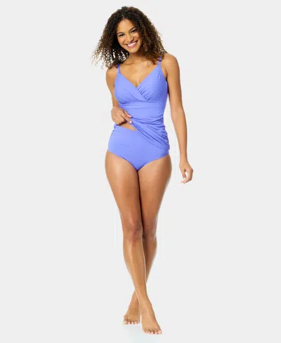 Anne Cole Women's Surplice Underwire Tankini Top In Purple