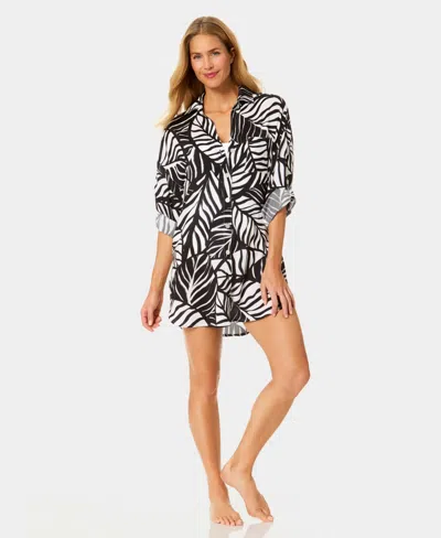 Anne Cole Women's Tail Button-down Swim Shirt In Multi