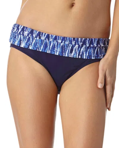 Anne Cole Women's Tide Foldover Mid-rise Brief Swim Bottom In Indigo In Blue