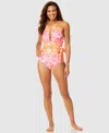 Anne Cole Women's Tie Dye Foulard High-neck Plunge One-piece Swimsuit