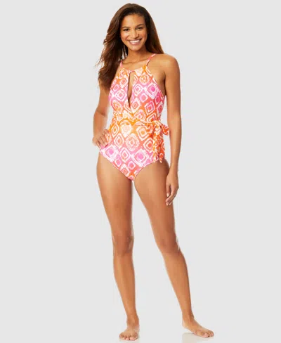 Anne Cole Women's Tie Dye Foulard High-neck Plunge One-piece Swimsuit In Multi