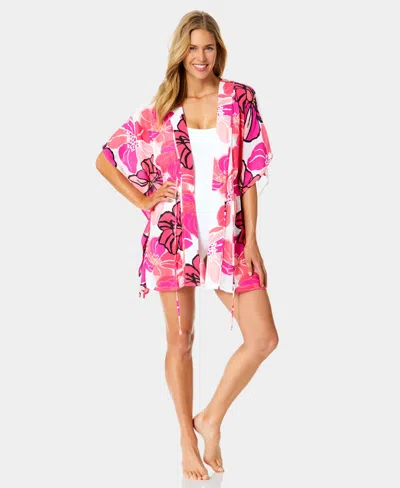 Anne Cole Women's Tie-front Kaftan Swim Cover Up In Multi