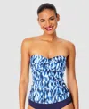 Anne Cole Live In Color Twist Front Bandeaukini Swim Top In Blue White