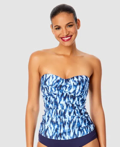 ANNE COLE WOMEN'S TWIST-FRONT SHIRRED BANDEAU TANKINI TOP