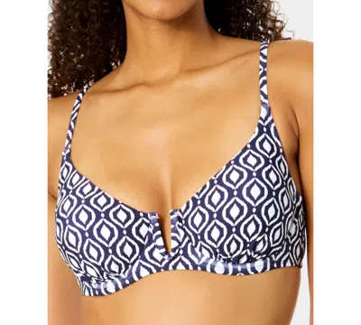 Anne Cole Women's V-wire Elongated Underwire Bikini Top In Blue