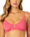 Anne Cole V Wire Elongated Underwire Top In Pink