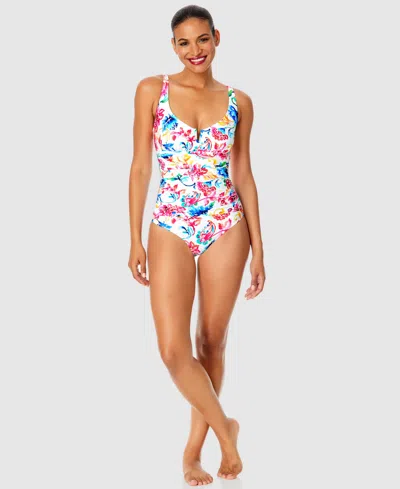 Anne Cole Women's Watercolor Paisley V-front One-piece Swimsuit In Multi