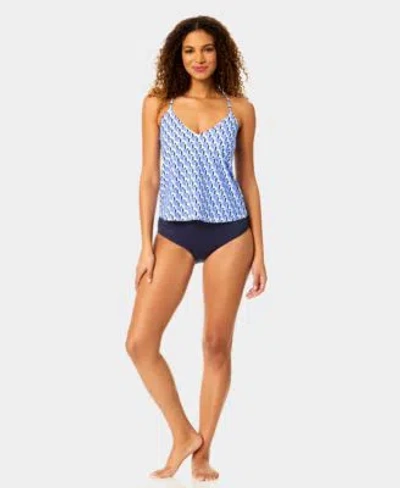 Anne Cole Womens Easy Tri V Neck Tankini Top High Waist Bikini Bottoms In Multi