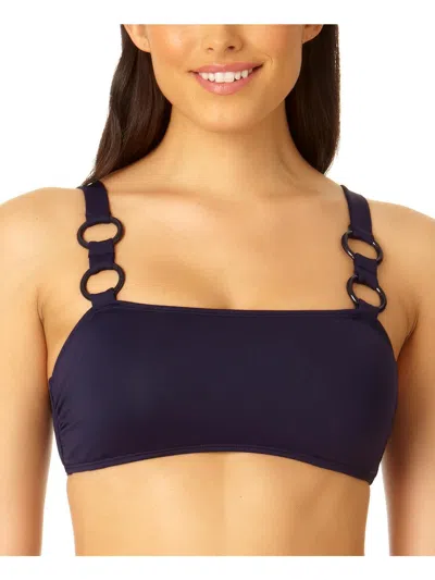 Anne Cole Womens Embellished Bandeau Bikini Swim Top In Blue