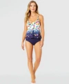 Anne Cole Womens Floral Ombre V Neck Tankini Top High Waist Bikini Bottoms In Multi