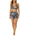 Anne Cole Womens Marilyn Printed Halter Bikini Top Swim Skirt In Black White