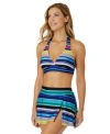 Anne Cole Womens Marilyn Striped Halter Bikini Top Swim Skirt In Multi