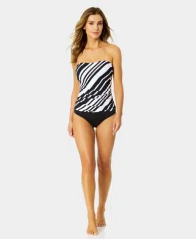 Anne Cole Womens Shirred Bandeau Tankini Swim Top Bottoms In Wine