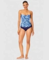 Anne Cole Live In Color Twist Front Bandeaukini Swim Top In Blue White