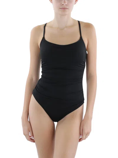 Anne Cole Womens Solid Nylon One-piece Swimsuit In Black