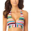 ANNE COLE WOMENS STRIPED HALTER BIKINI SWIM TOP