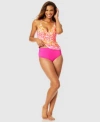 Anne Cole Womens Tie Dye Foulard Underwire Drape Front Tankini Top High Waist Bikini Bottoms