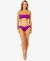 Anne Cole Womens Solid Banded Halter Bikini Top Ruched Side Bikini Bottoms In Fuchsia