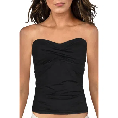 Anne Cole Womens Twist Front Bandeau Swim Top Separates In Black