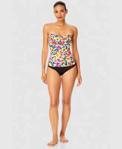 Anne Cole Womens Twist Front Bandini Top High Waist Bikini Bottoms In Multi