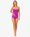 Anne Cole Womens Twist Front Ruched Tankini Top High Waist Bikini Bottoms In Royal