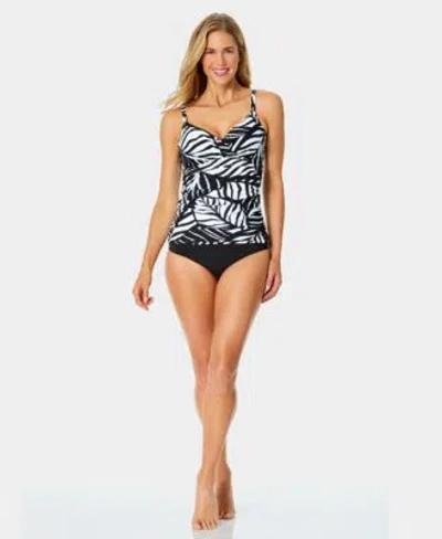 Anne Cole Womens Underwire Surplice Tri Tankini Top High Waist Bikini Bottoms In Multi